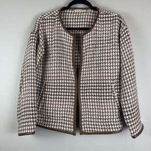Soft Surroundings Jacket Small‎ Petite Brown Houndstooth Woven Preppy Academia